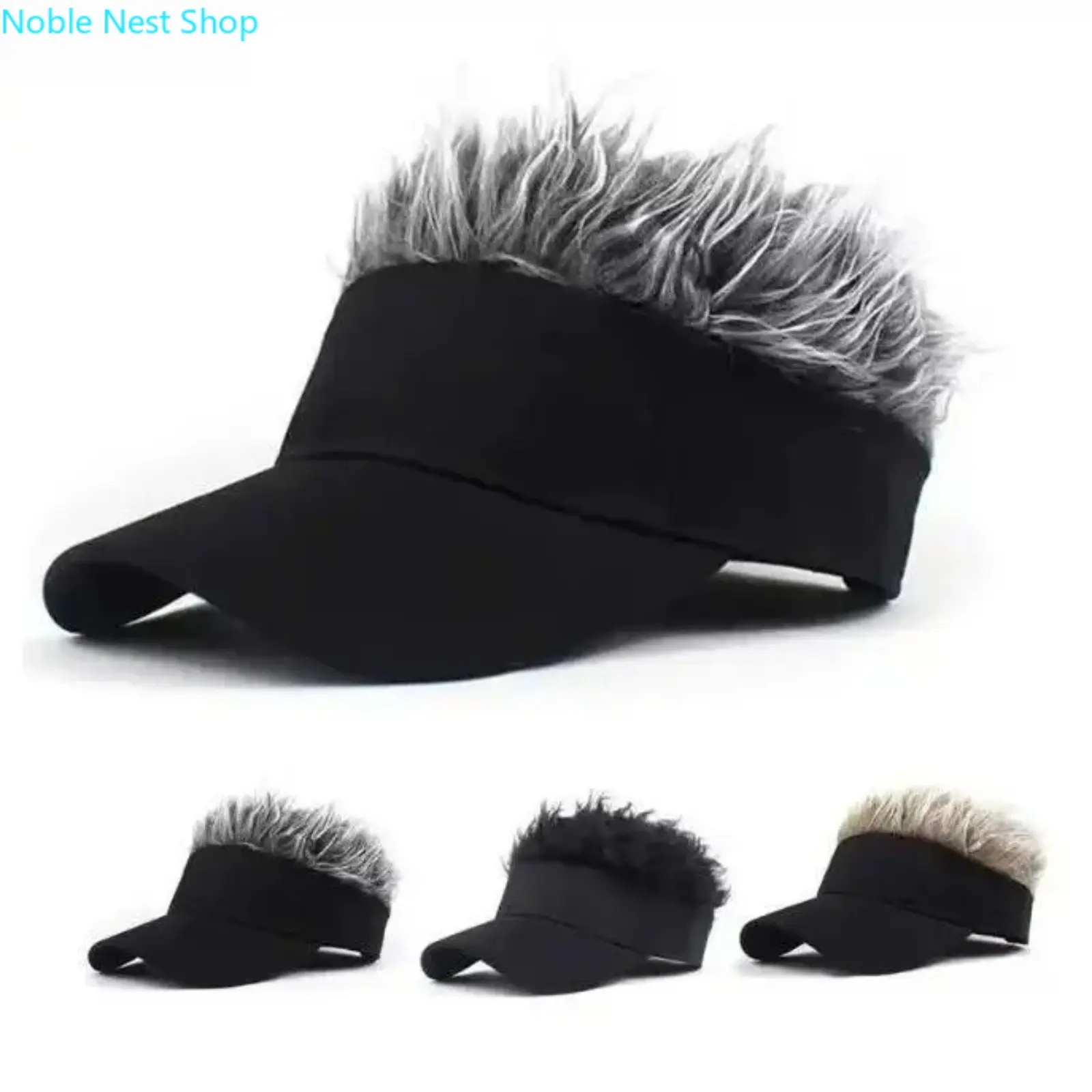 Men’s Synthetic Spiked Short Hair Wig Hat, Adjustable Fake Hair Baseball & Sun Visor Cap, Realistic Golf Headwear for Hip Hop Street Style, Party Performance & Fancy Dress