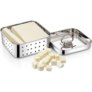 Stainless Steel Square Shape Hard Press Cheese Mold Kit for Paneer Tofu Cheese Making 350ml