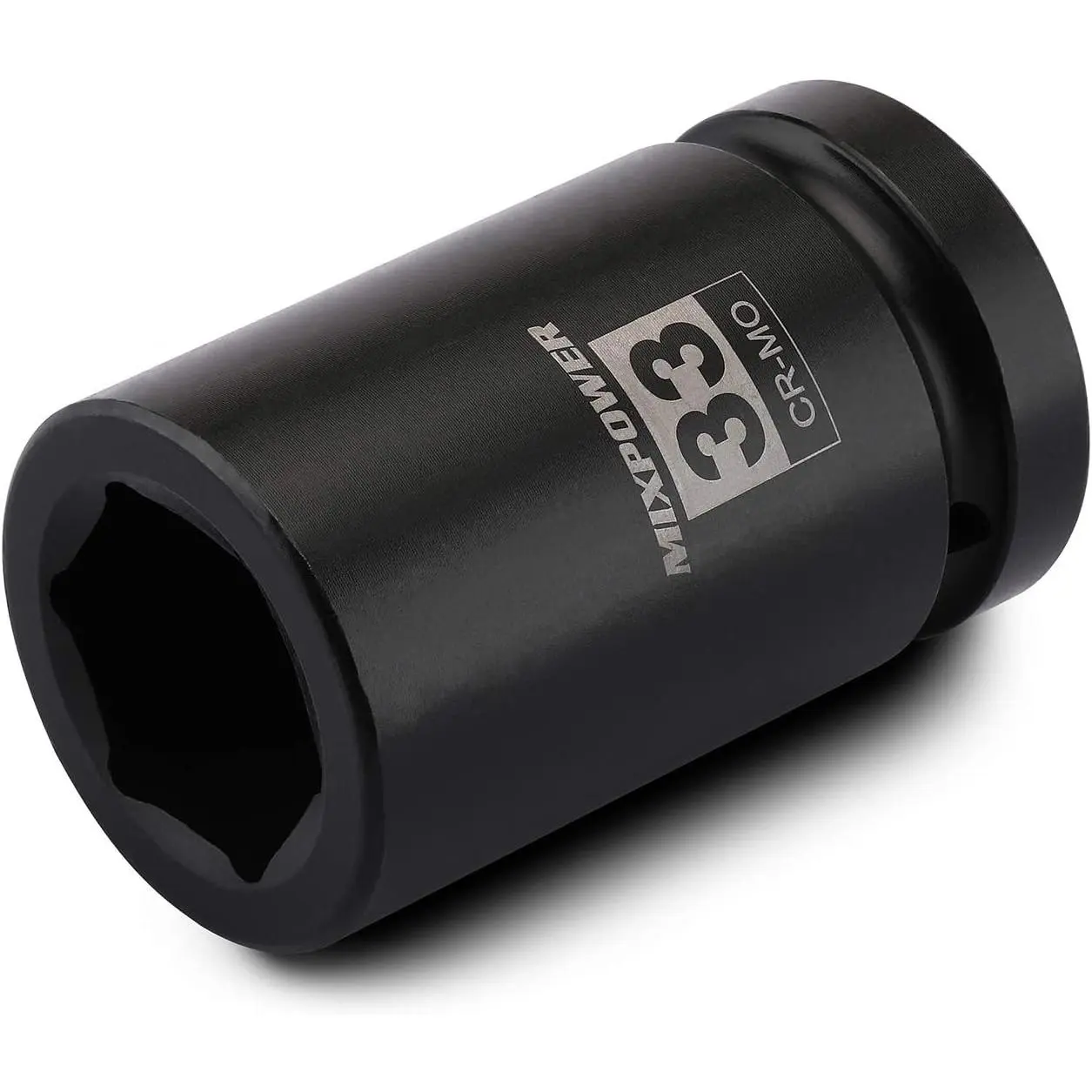 1 Inch Drive Deep Impact Socket, CR-MO, 33mm, 6 Point, Radius Corner Design, Chamfered Opening, Axle Nut Impact Grade Socket for Easy Removal