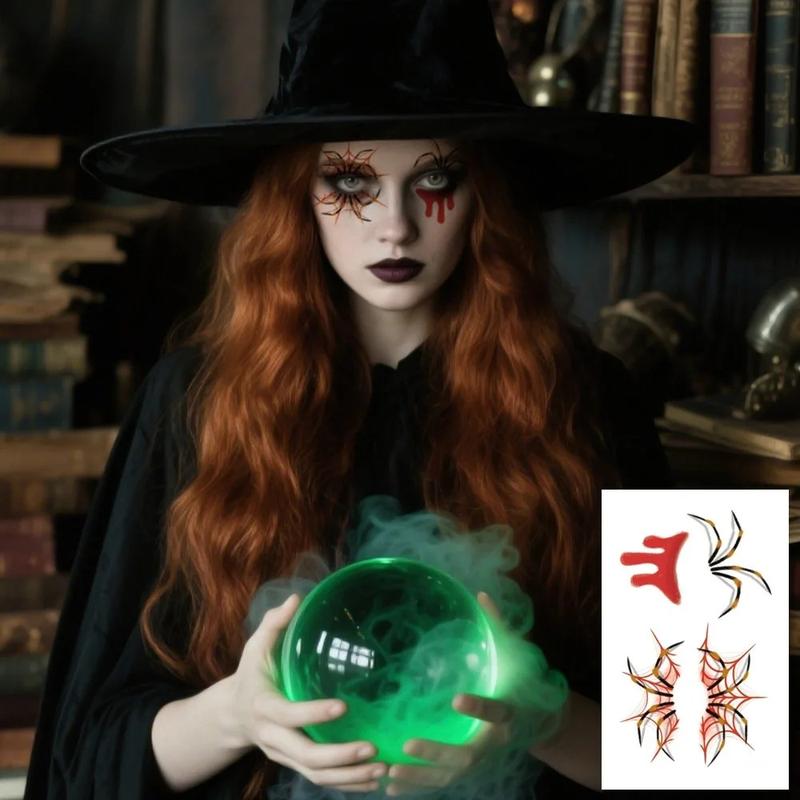 12 Sheets Halloween Party Waterproof Temporary Tattoos Stickers For Women 3D Reality Vampire Blood Scar Design Tattoo Stickers