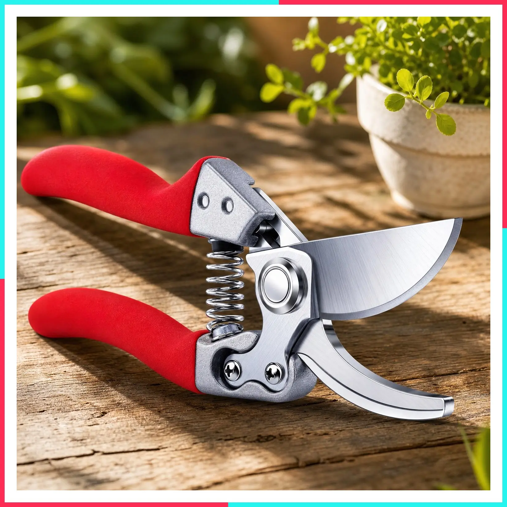 Heavy Duty Pruning Shears with SK5 Japanese Steel, 8.6" Garden Clippers, Hand Pruners for Clean Cuts 4X Easier, Left-Handed Arthritis Garden Scissors with Secure Safety Lock