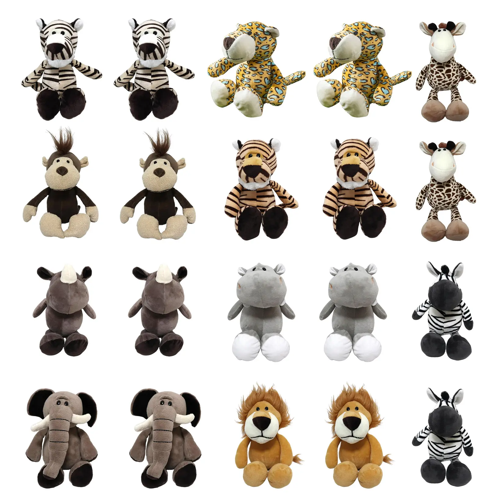 20pcs Mini Soft Toy Jungle Animals Set – Soft Cotton Velveteen Stuffed Toy Collection – Durable, Safe, Cute – Includes Elephant, Giraffe, Lion, Tiger, Monkey, Rhino, Zebra, Leopard – Ideal Gift & Party Favor