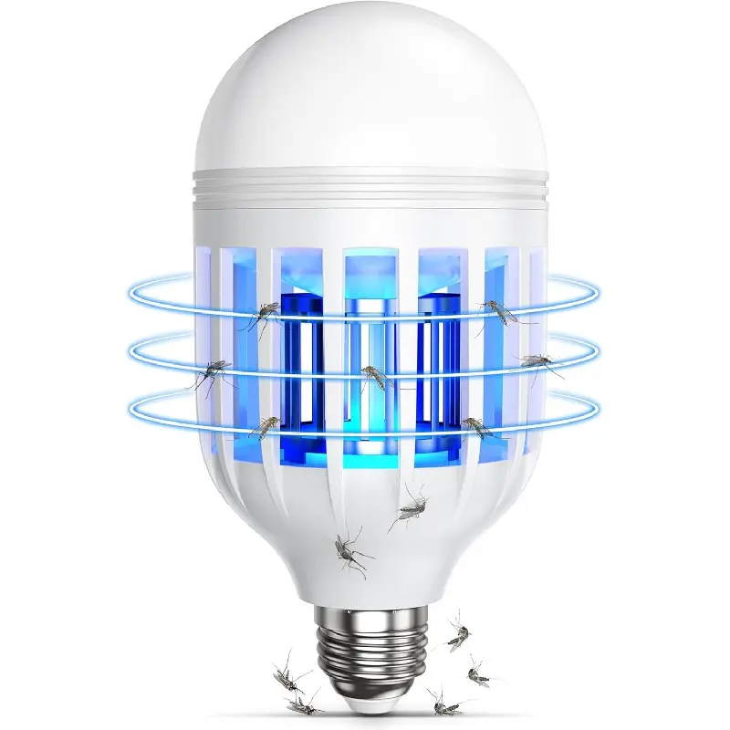 2-in-1 UV 365-420nm LED Blueviolet Bug Zapper Light (White, Standard Bulb Shape) - High Voltage, Friendly Material Porch Insect Killer, 1 Unit Pest Control Tool Eliminates Other Insects for All Seasons
