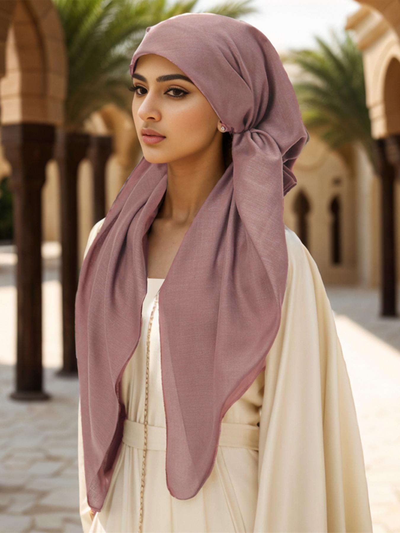 Women's Solid Color Instant Hijab, Stretchy Hijab, Elegant Minimalist Breathable Comfortable Hijab, Fashionable Soft Modesty Hijab for Women & Girls