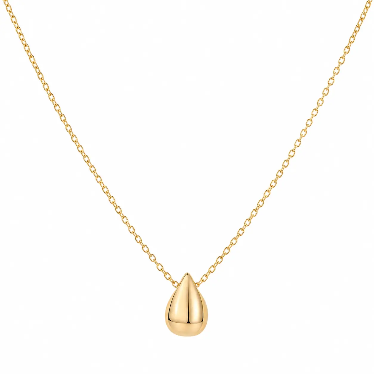 18K  Plated Stainless Steel Teardrop Pendant Necklace for Women, Dainty Pear Drop  Necklace, Minimalist Adjustable Chain Jewelry Gift for Her