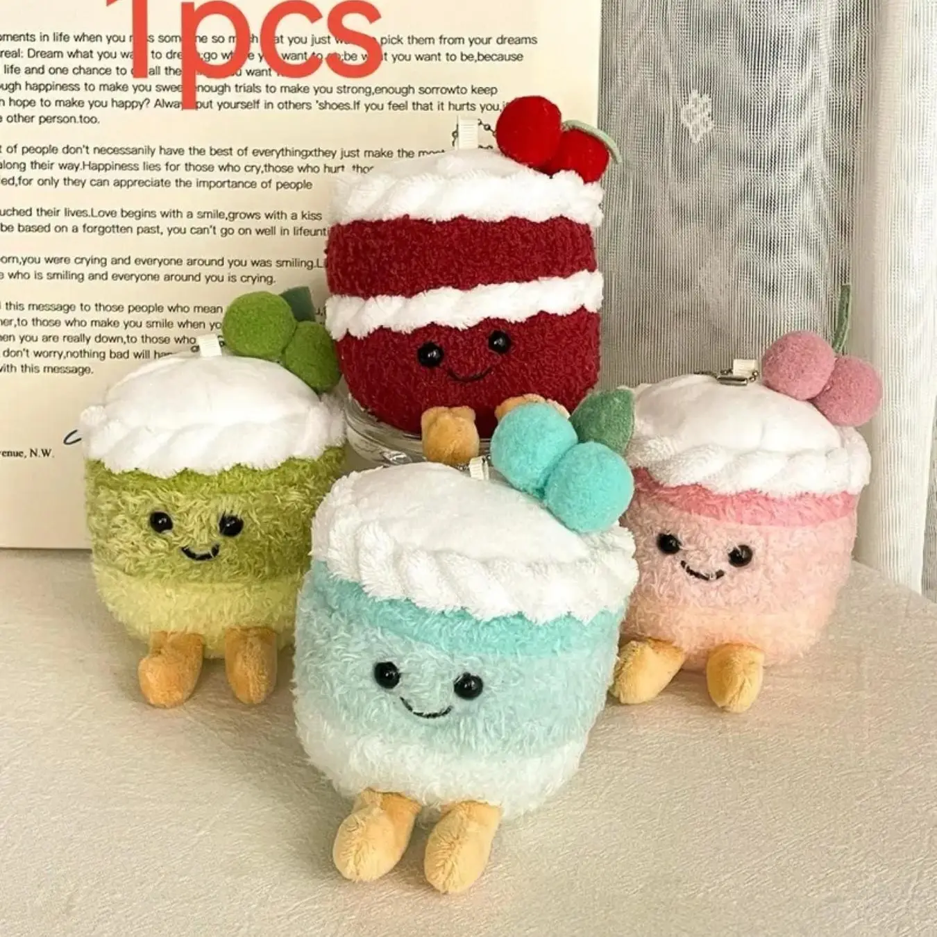 Fashion Fun Realistic Cherry Cake Plush Doll Fruit CakeStuffed Toy Soft Stuffed Animal Bag Charm, Cute andQuirky Decoration Accessory