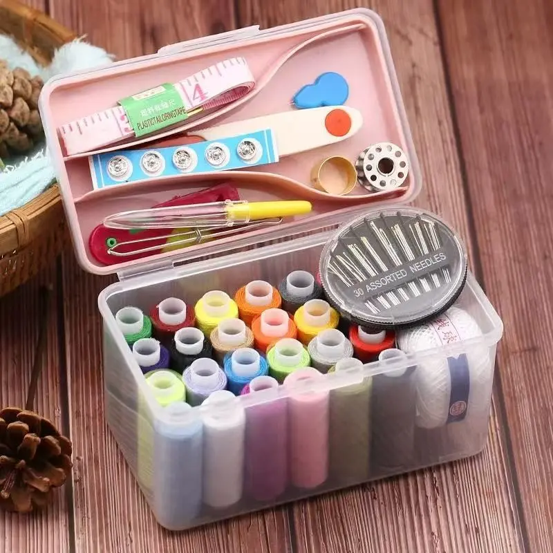 38-Piece Portable Sewing Supplies Kit, DIY Sewing Tools Box, Includes Needles, Thread, Measuring Tape, Ideal for Home, Dorm, Travel