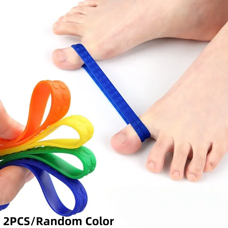 2Pcs Silicone Toe Resistance Bands, Non-Slip Textured Foot Exercise Bands, Color Coded Strength Levels, Portable Workout Strap for Bunion Relief, Toe Strengthening, Home Gym Fitness, Fitness Training Band