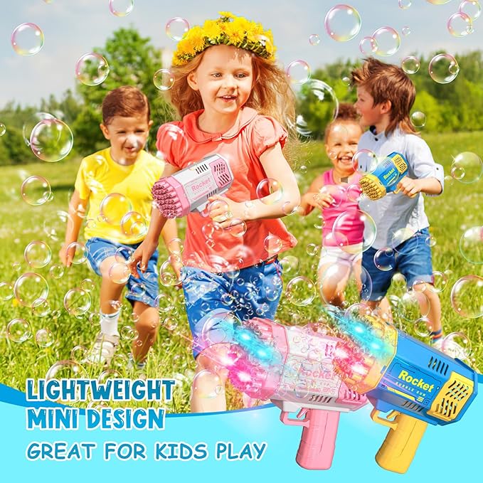 Mini Bubble Machine Gun for Toddlers - Light-Up Bubble Maker Blower, 4000+ Bubbles Per Minute, Perfect for Boys & Girls at Outdoor/Indoor Parties