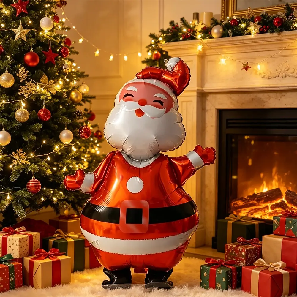 120cm Giant Santa Claus Aluminum Foil Balloon, Large Christmas Party Decoration, Indoor Outdoor Holiday Decor, Winter Birthday Gift