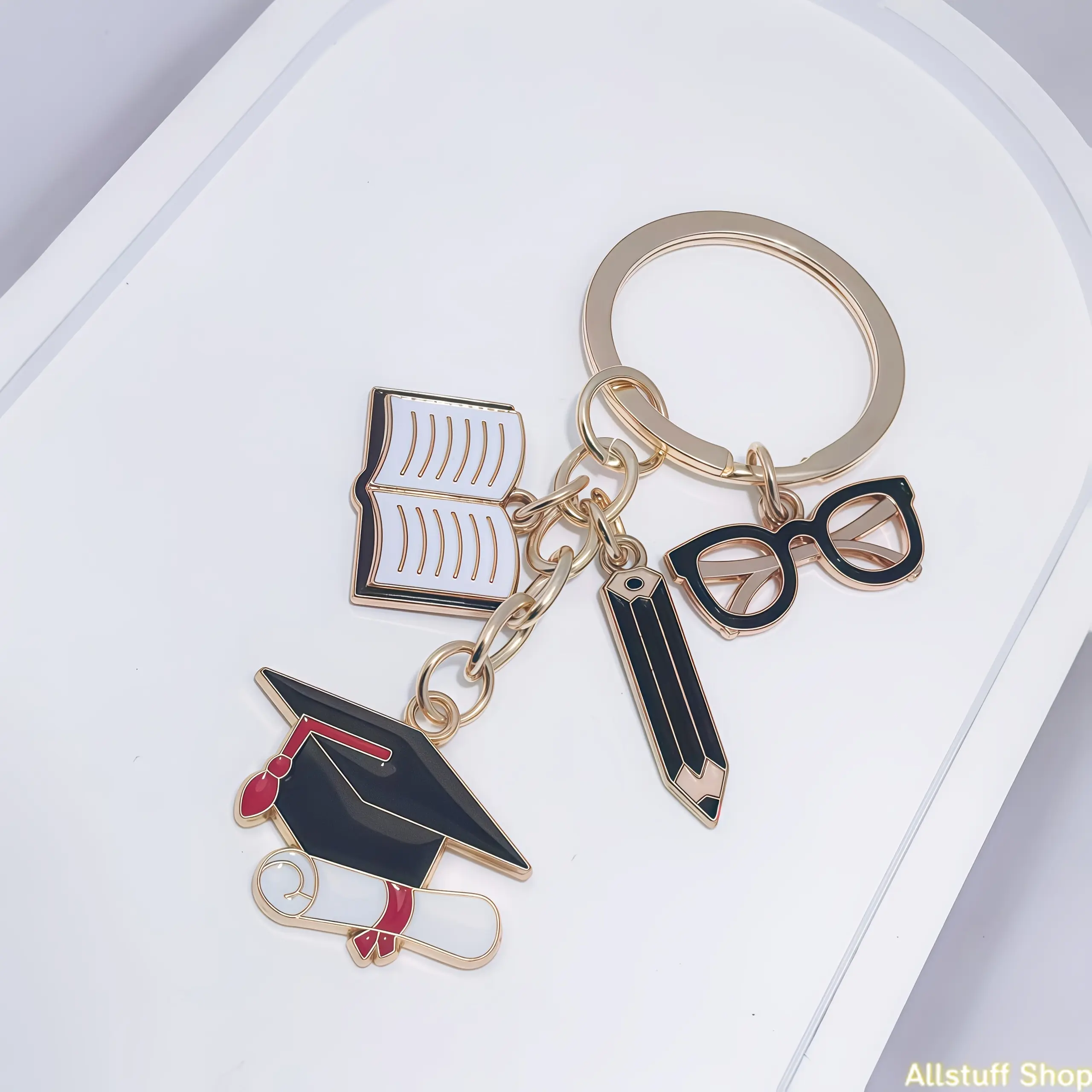 Graduation Season Alloy Book Bachelor's Cap Keychain - Bag Charms for School Bag, Backpack Pendant Decoration, Back-To-School, Academic Icons, School Events