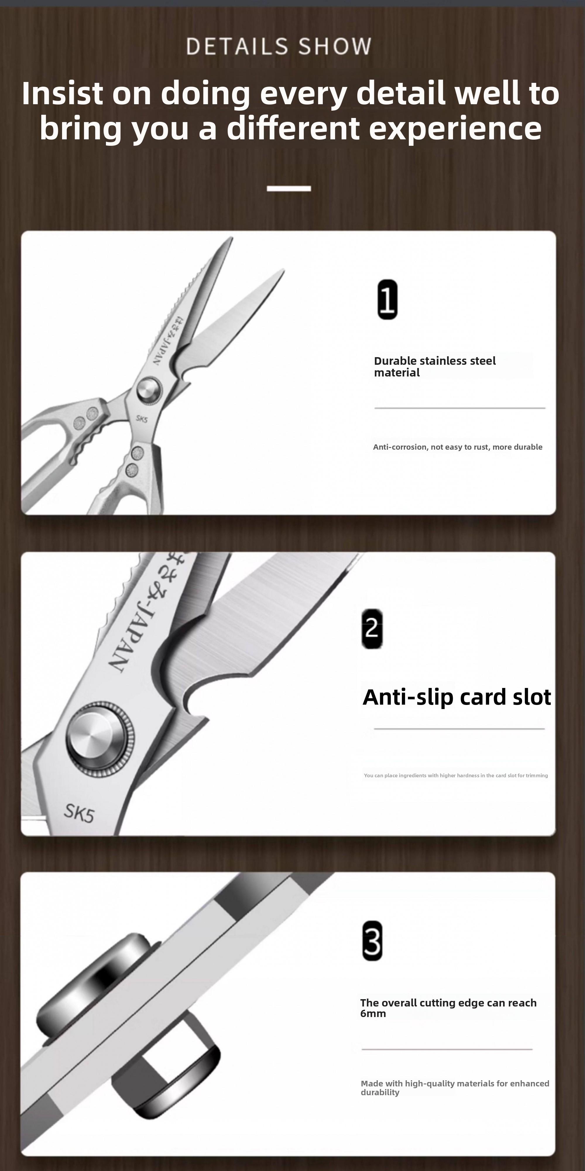 High-quality scissors Kitchen Scissors All Purpose - Stainless Steel Kitchen Shears, Sharp Silver Meat Scissors, Dishwasher Safe, Heavy Duty Poultry Shears, Japanese Cooking Scissors for Food, Chicken Bones, and Turkey – Perfect Father's Day Gift!