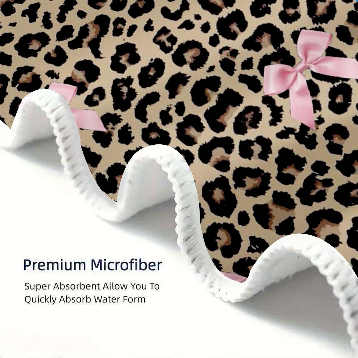 Leopard Print Bow Pattern Beach Towel, Soft Quick Drying Microfiber Towel, Strong Wrap Design for Beach and Pool Use, Soft Absorbent Towel