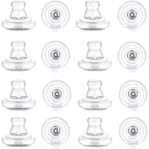 16pcs Big Silicone Locking Secure Earring Backs Replacements, No-Irritate Hypoallergenic Soft Clear Backs for Studs Droopy Ears, for Women Men, White