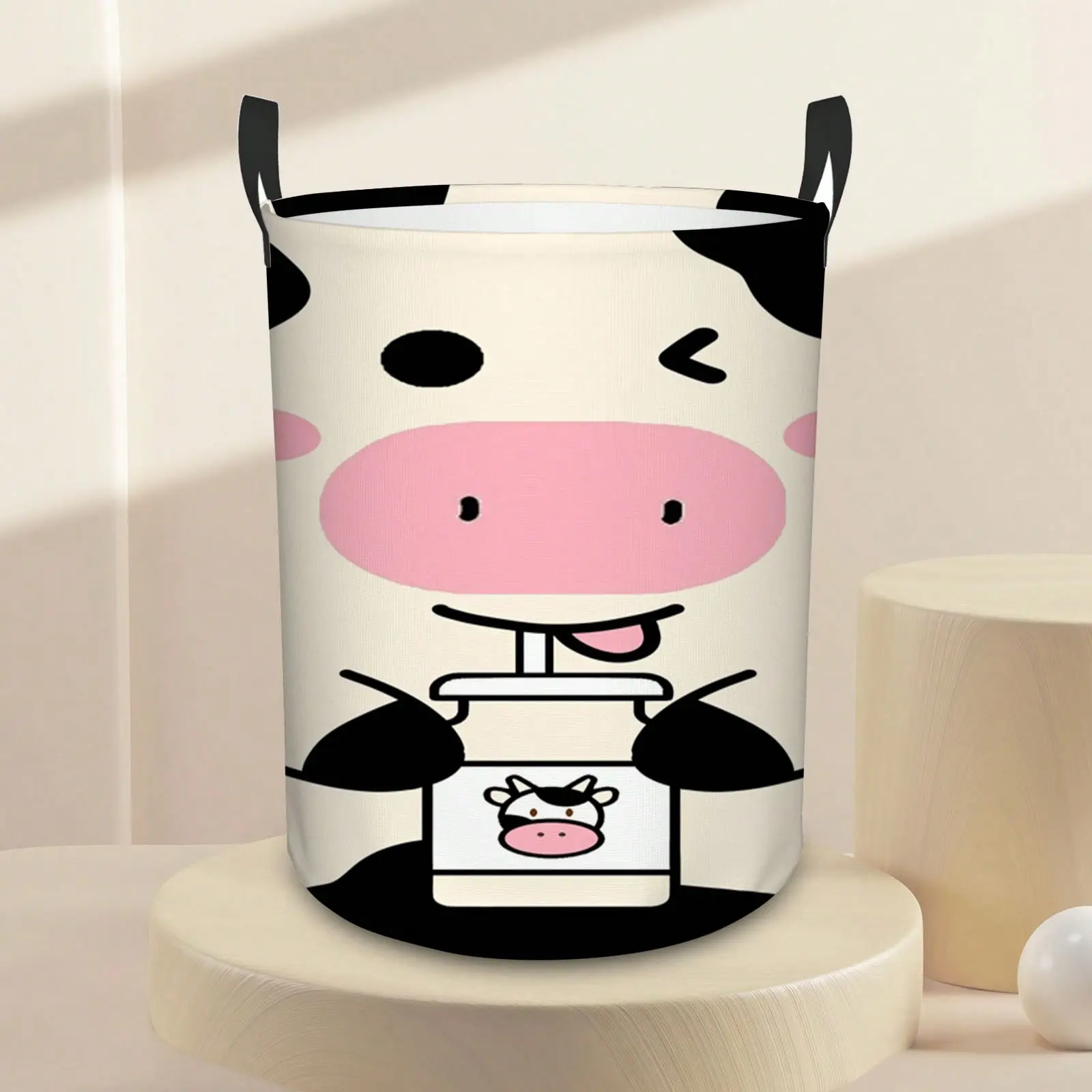 1pc Cartoon Cow Home Storage Basket - Milk Carton & Winking Face Design, Ideal for Memorial Day & Father's Day Gifting
