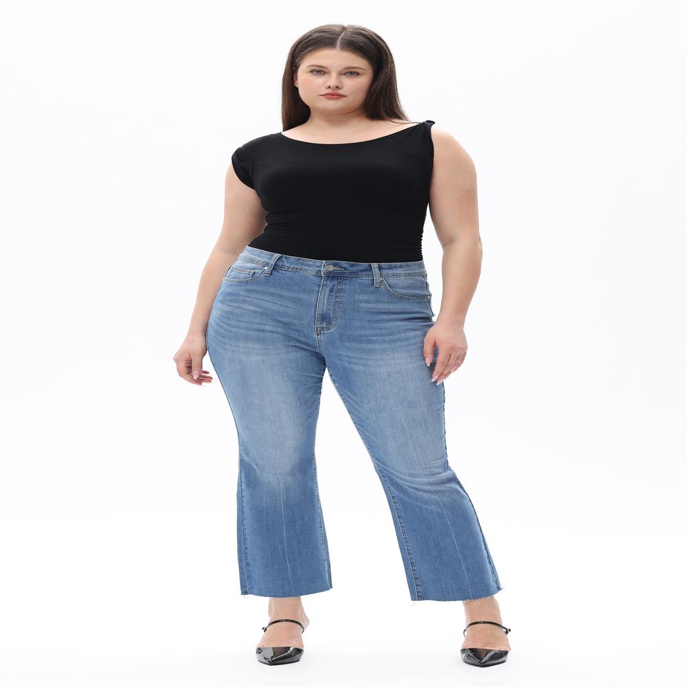 Retro Light Wash Flare Jeans for Curvy Women, Perfect High Waisted Bootcut Denim |   Must-Have Streetwear