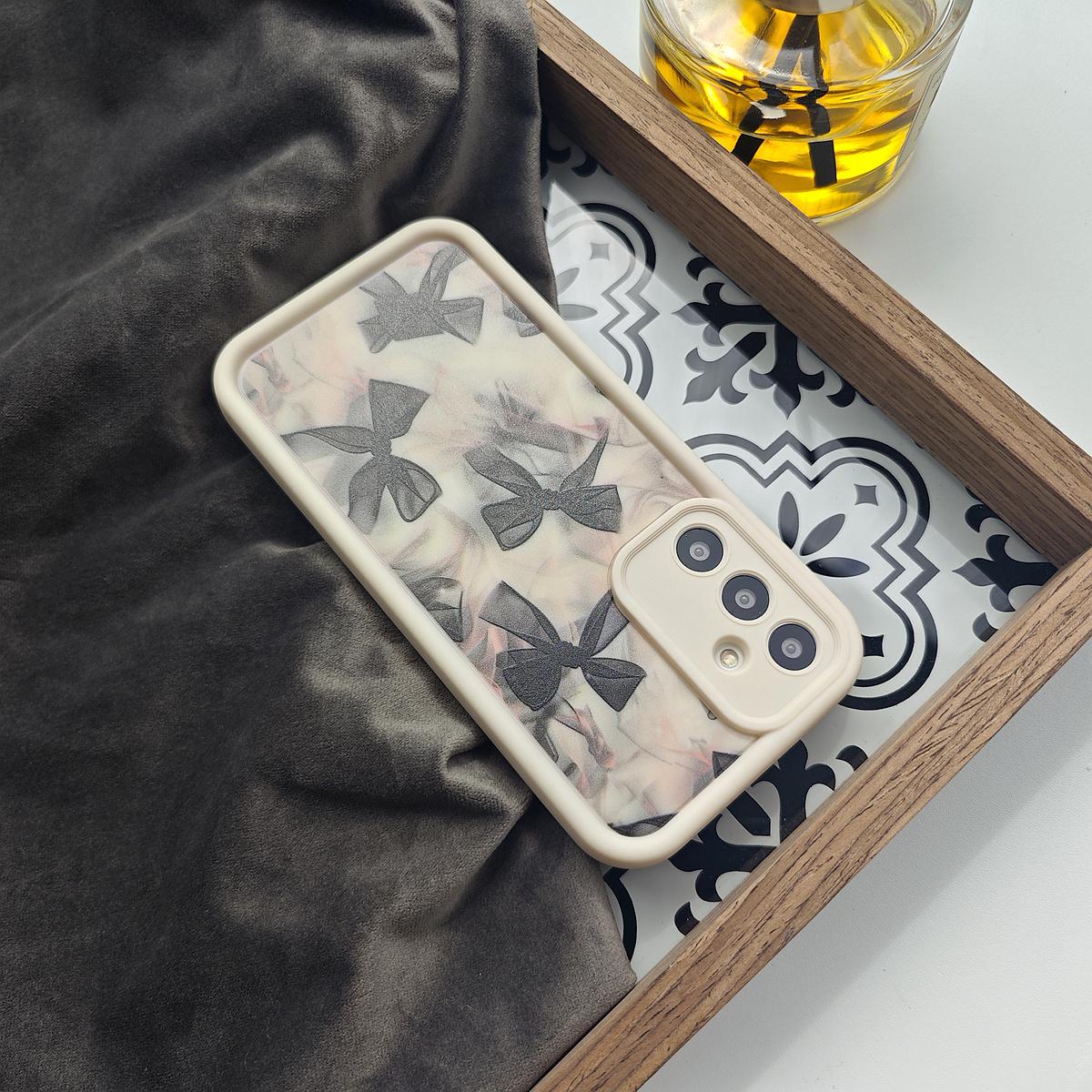 Translucent Bow Black Full-Screen Painted Cute Fresh and Charming Creative Beautiful Innovative European American Girls Dark,White Suitable for Samsung Galaxy S26 S25 S24 S23 S22 S21 Fe Plus Ultra A13 A14 A15 A16 A17 A33 A34 A35 A36 A52 A53 A54 Note20