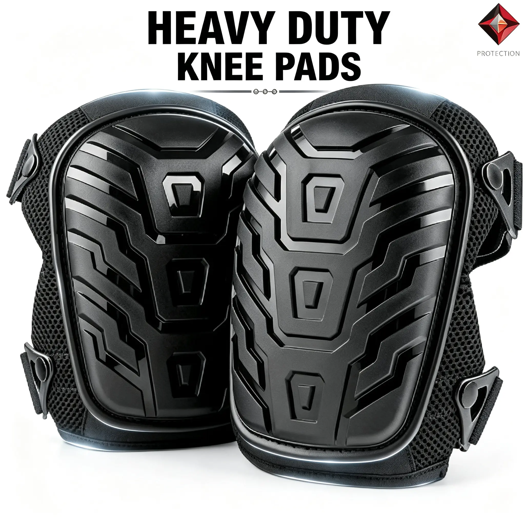 Heavy Duty Knee Pads for Work - Non-Slip Hard Shell Protection, Gel Foam Cushioning Knee Pads with Double Straps for Construction, Yard Work,Flooring, Roofing, DIY
