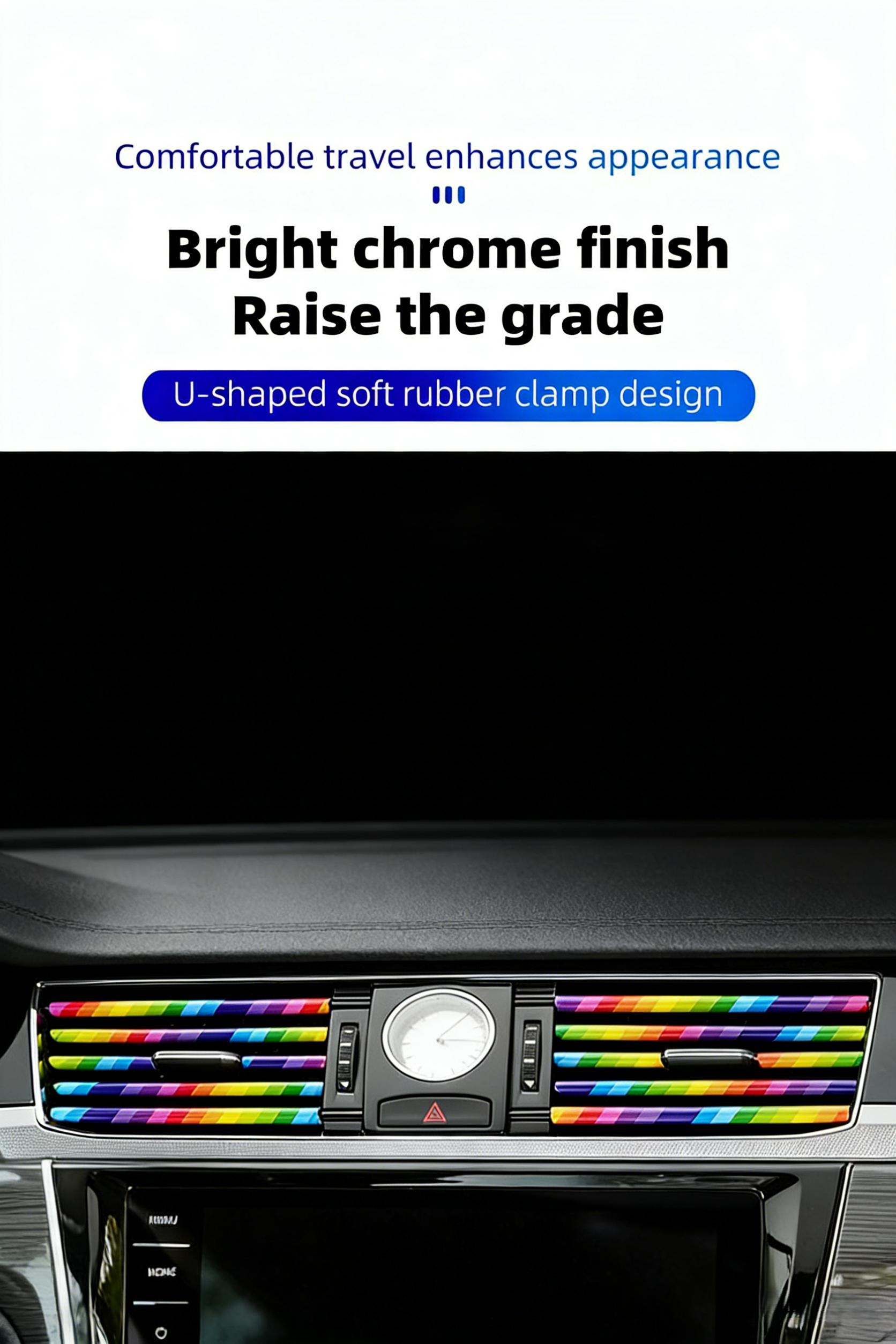 10Pcs Universal U-Shape Car Air Vent Decor Strips, Easy Clip-On Design for Auto Vent Decoration