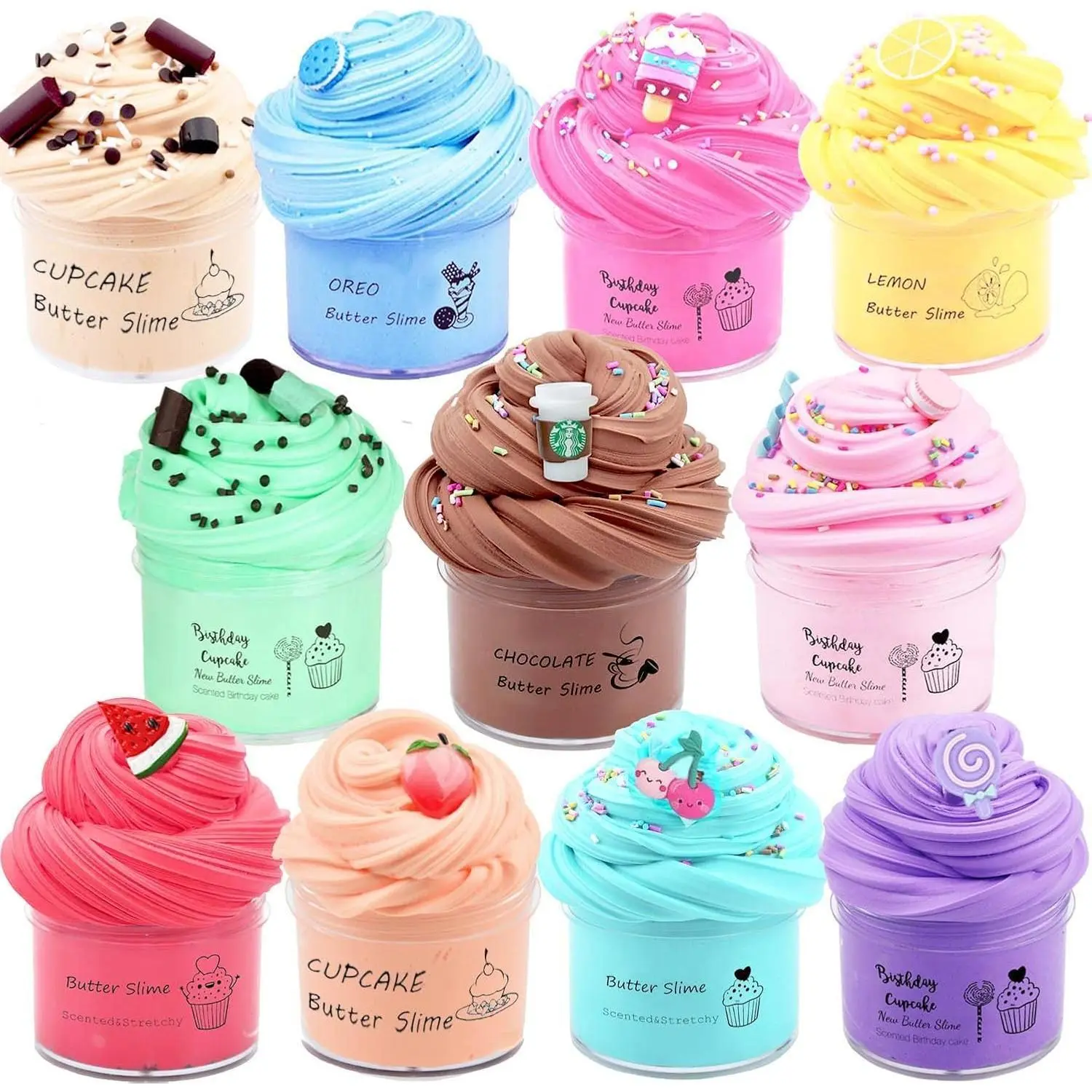 Butter Slime Kit for Girls and Boys 11pack with Scent, Stress Relief Fidget Toy, Stretchy and Non-Sticky, Birthday Gift and Party Favors Easter Basket Stuffers Christmas Party Supplies