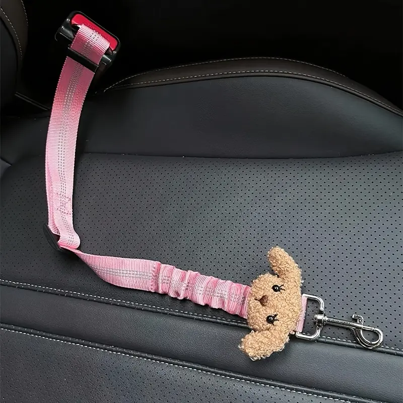 1pc Cute Dog Car Seat Belt, Reflective Webbing Safety Tether, Elastic Retractable Leash, New Pet Car Cat Leash