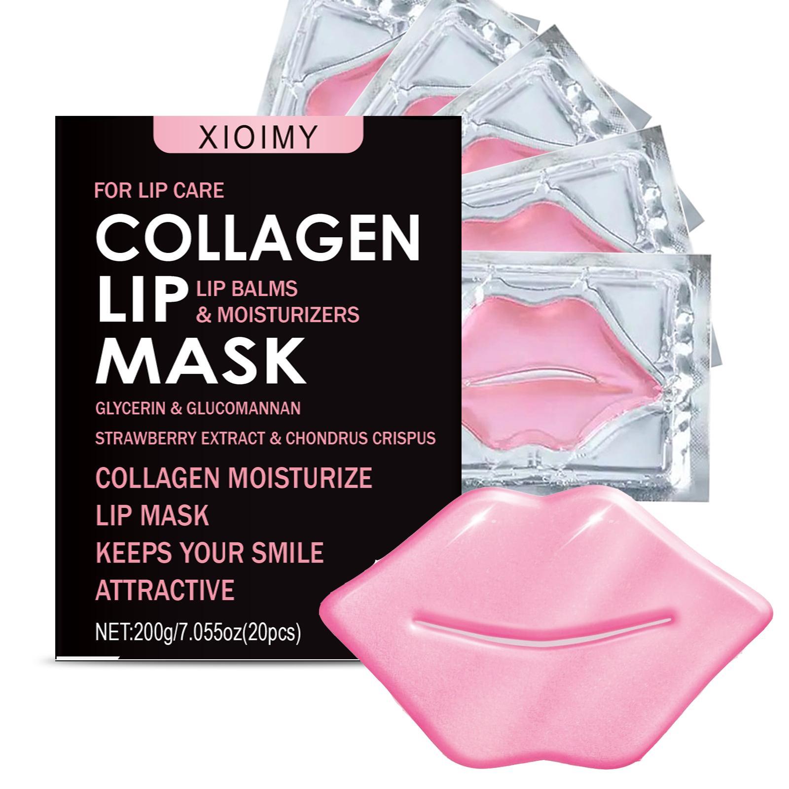 20 Pieces Collagen Lip Mask Lip Balm for Deep Nourishment, Moisturizing Overnight Treatment, Brightens and Softens All Skin Types