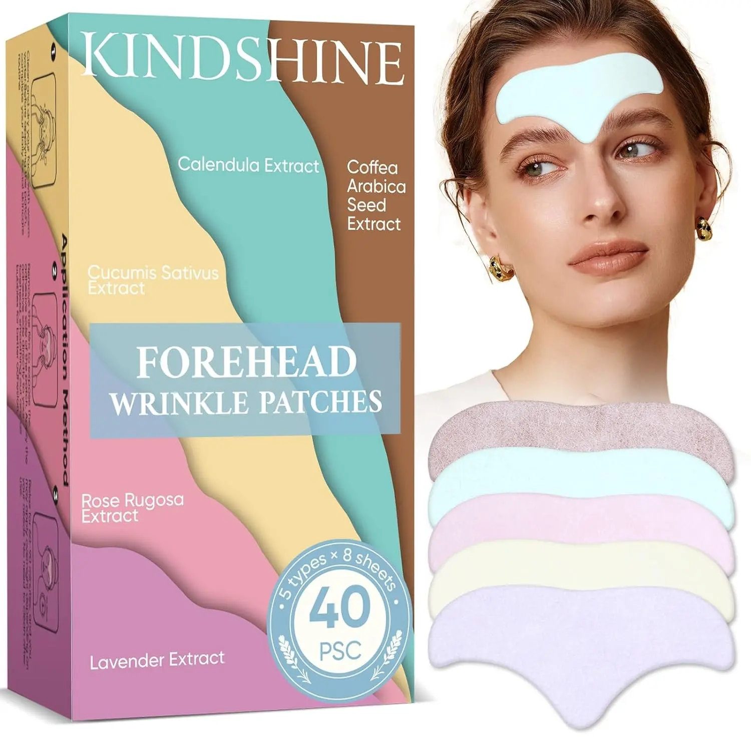 40PCS Forehead Wrinkle Patches Anti Wrinkle Facial Patches with Hyaluronic Acid & Collagen Overnight Patches for Wrinkles Smoothing