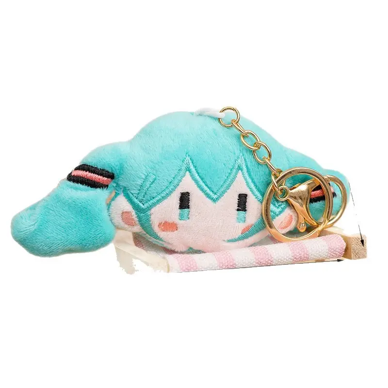 atsune Miku Plush Keychain Cute Vocaloid Anime Character Mini Head Stuffed Pendant Bag Charm Kawaii Gift for Vocaloid Fans