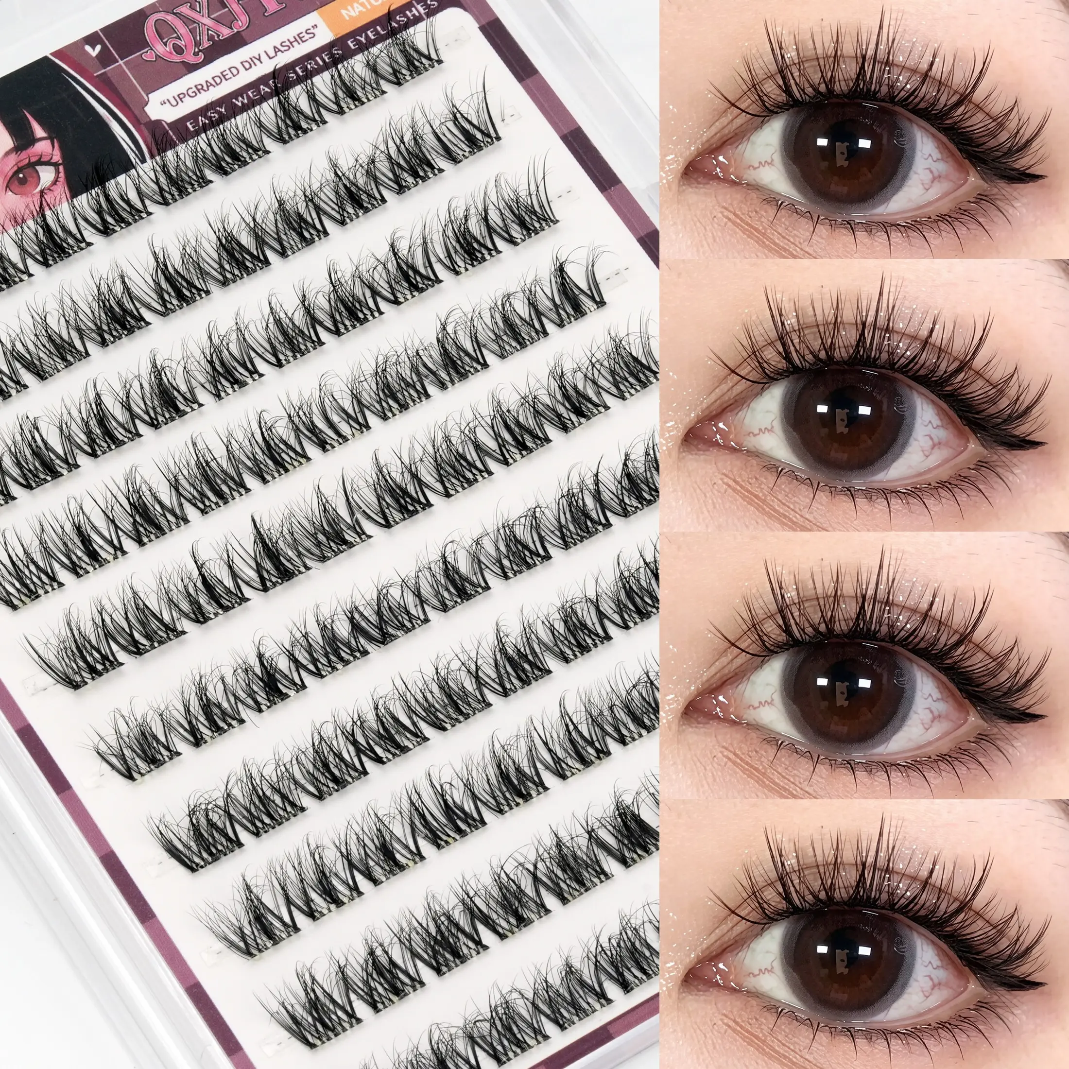 100 Pairs Glue-Free Anime False Eyelashes, DIY Reusable Eyelash Clusters, Easy Application, Perfect for Beginners, Fake Lashes