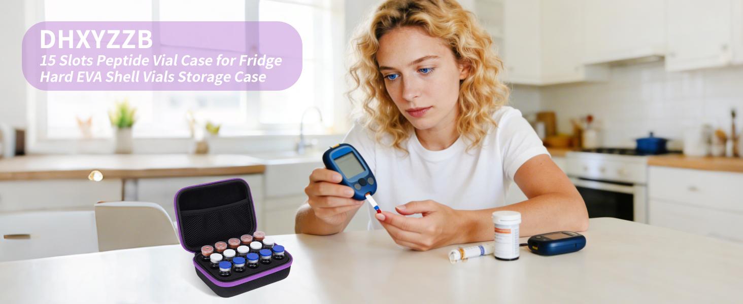 Peptide Vial Storage Case, Insulin Fridge Holder Storage Case Protector Holder Insulin Cooler Travel Case Organizer Fits Standard 10ml U-100 Vials,15-Slot,Black