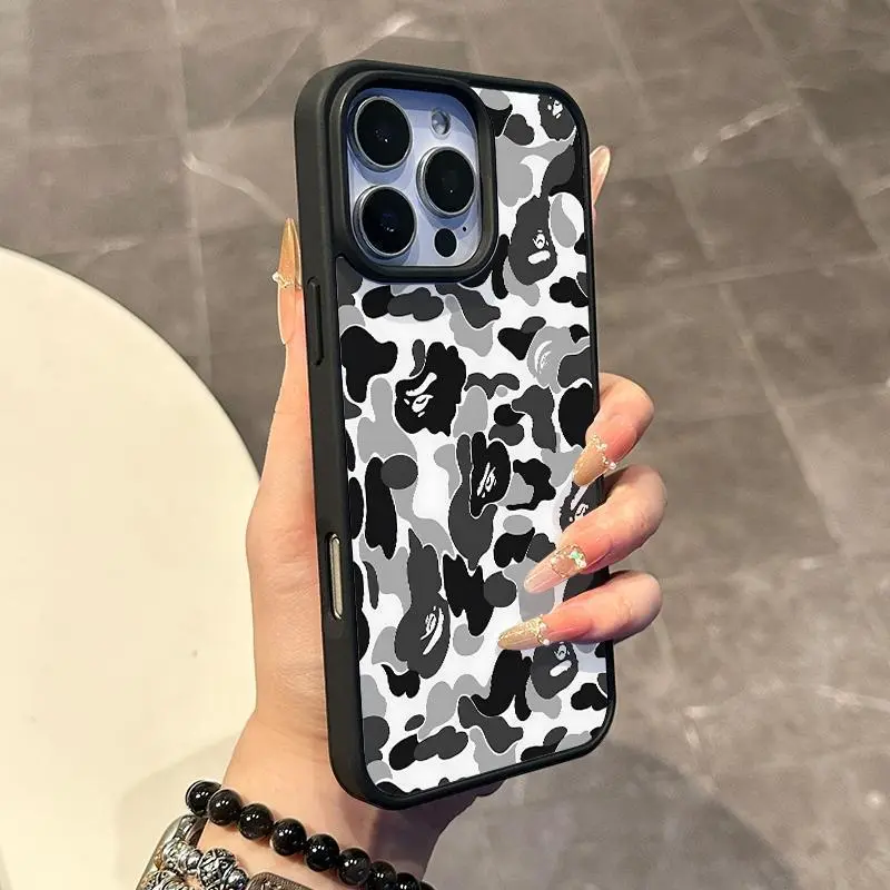 Chic Magnetic Cover for iPhone 17/16/15/14/13/12/11, Camo Pattern MagSafe Ready Casing, Anti-Slip Ultra-Thin Design, Aesthetic Accessories for Daily Protection, HM30, Smartphone, Handheld