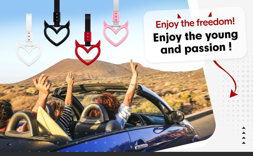 2 Pieces Heart Handle Keychains Car Accessory Heart Hand Strap Drift Charm for Car Interior Exterior Decoration(Red,Devil Style) jdm  accessories heart ring