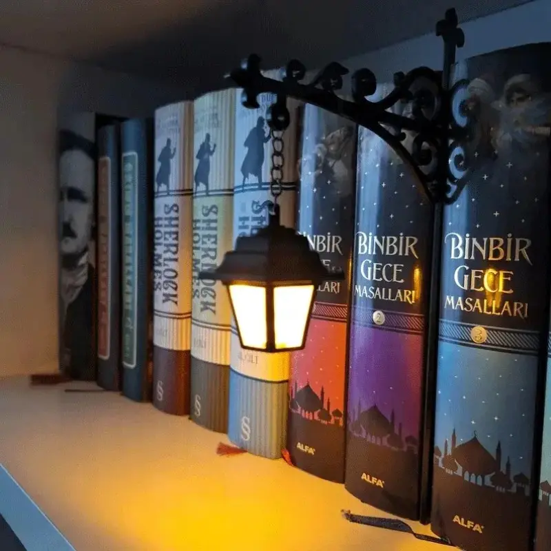 Library Lantern-Decorative Bookshelf Lighting, Battery Operated Lamp, Atmosphere Light, Reading Book Shelf Lights for Bookworms,Vintage Fantasy Book Nook Lamp, for StudyReading Corner Home Library