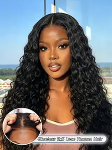 20-28 Inch Long Human Hair Curly Wig, Jerry Curl 5x5 Glueless Lace Closure Wig, Wear And Go Style, Fluffy Natural Curls, Easy Install Wig for Women