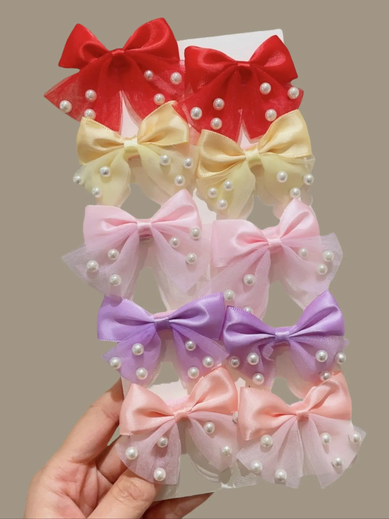 10pcs Cute Pearl Bow Hair Clips Set, Elegant Mesh Butterfly Knot Hair Accessories, Perfect for Girls & Women, Fall Winter Fashion