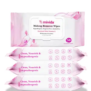 Hypoallergenic Makeup Remover Wipes Bulk with Vitamin E, 200 Count (4×50) Value Pack, Dermatologist Tested Fragrance & Alcohol Free Facial Wipes for Sensitive Skin