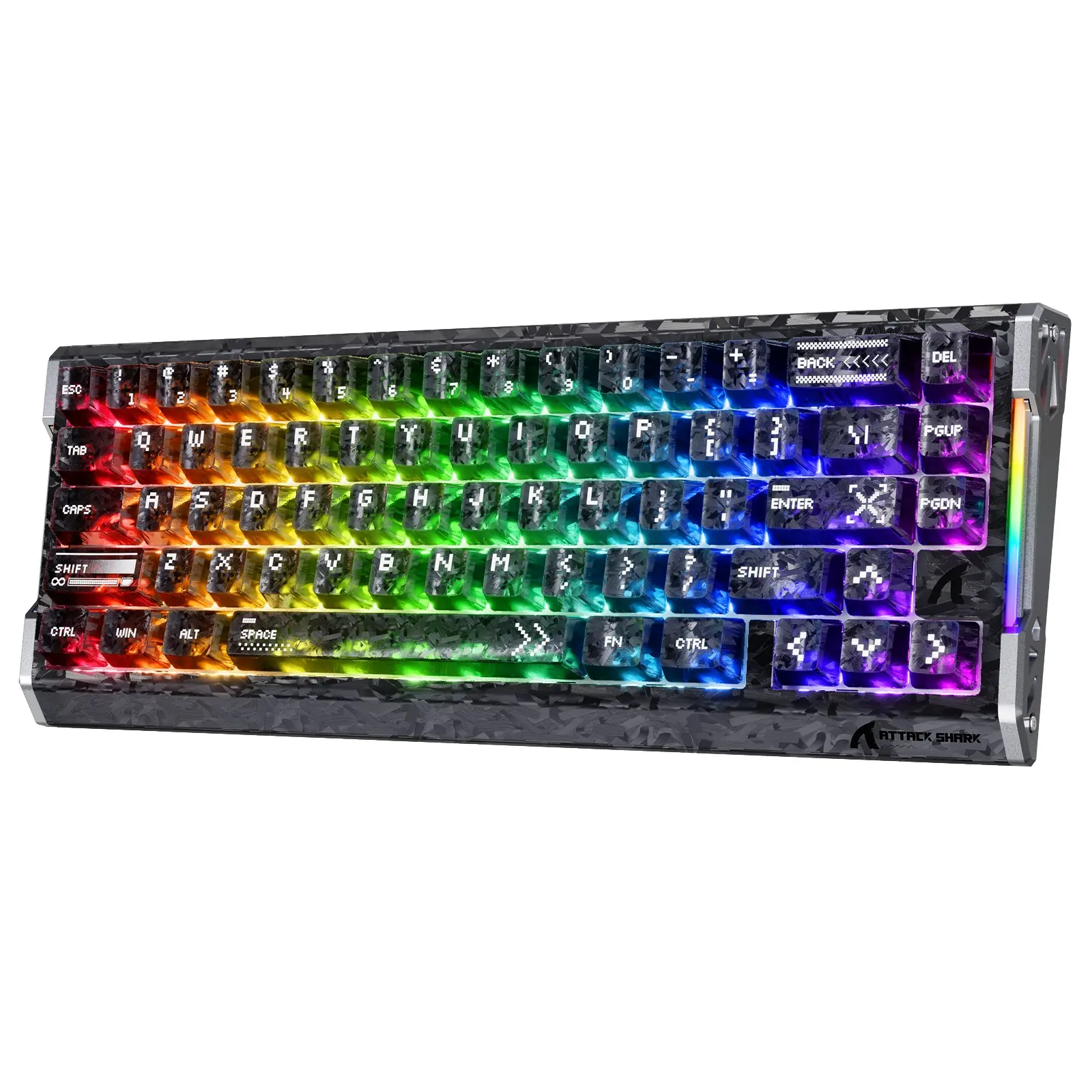 ATTACK SHARK R68HE 60% Wired Rapid Trigger 8K Mechanical RGB Gaming Keyboard with 0.005mm Accuracy,0.08ms Latency,256K Scan,Hall Effect Magnetic Switch,Carbon Fiber+CNC Aluminum Alloy for PC FPS Lighted Mechanical Keyboard RGB Lighting Keyboard