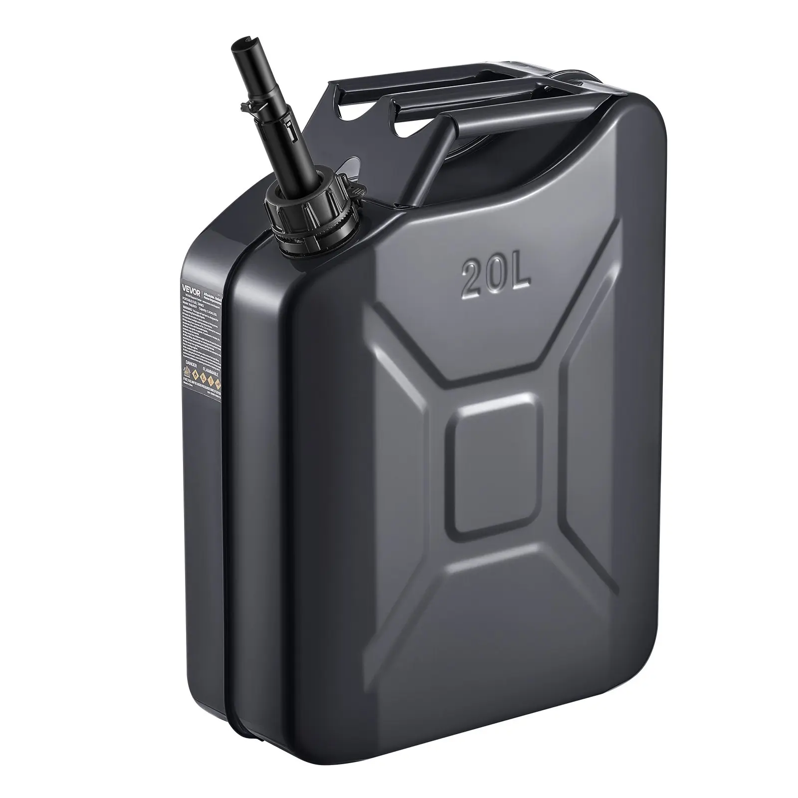 Newly Upgraded Oil-Tight!VEVOR Metal Fuel Container, 5.3 Gallon, Fuel Jerry Can with Spout and Comfort Handle, 6 L/min Max Flow Rate, Leakproof & Corrosion-resistant Metal Gas Tank Most Cars Motorcyc