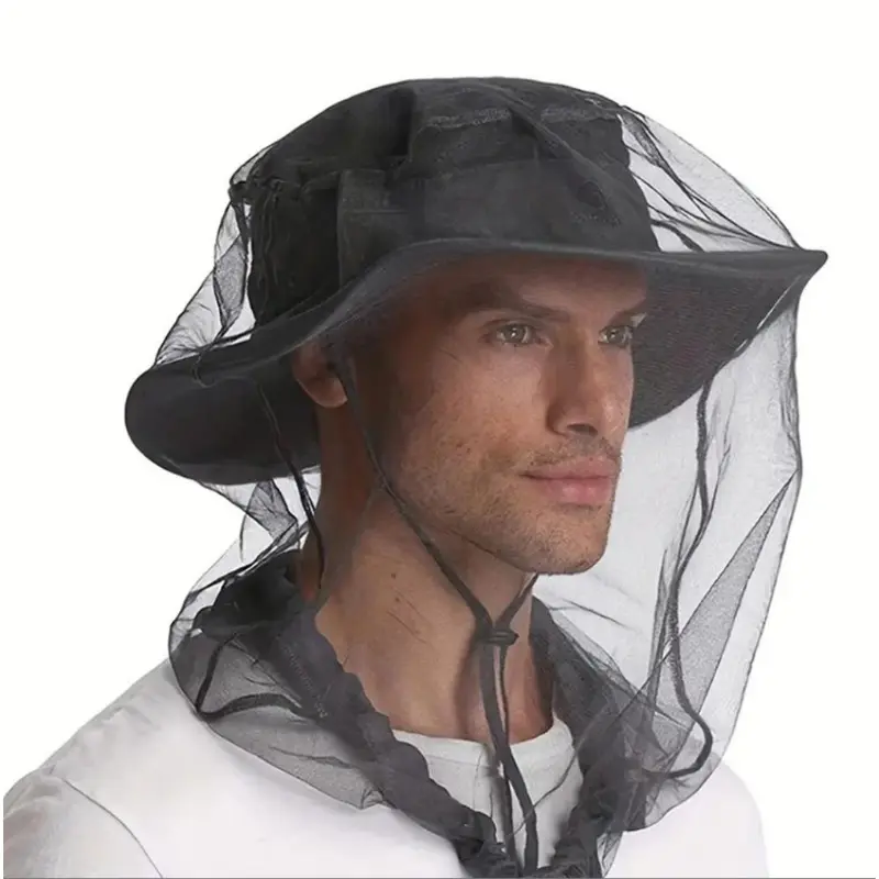Mosquito Repellent Hat with Face Mesh, Anti-Fly Insect Net Mask, Protective Screen Cap for Outdoor Fishing Hiking, Bug Proof Headgear for Men Women