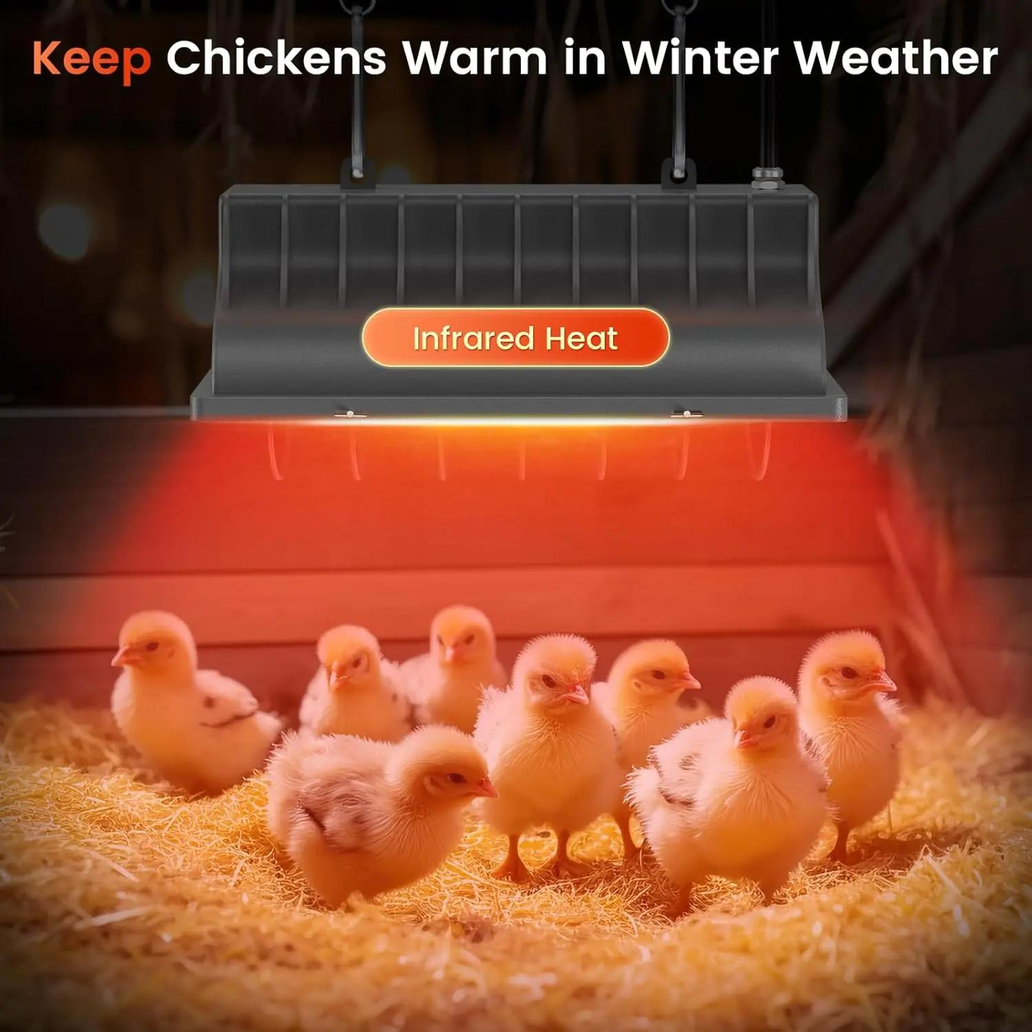 300W Chicken Coop Heater for 30 Chicks Or Ducks, 9.84ft Cord Brooder Heating Plate & Heat Lamp Chicken Coop House with Adjustable Temp & Hanging Height for Livestock Pet Supplies Outdoor