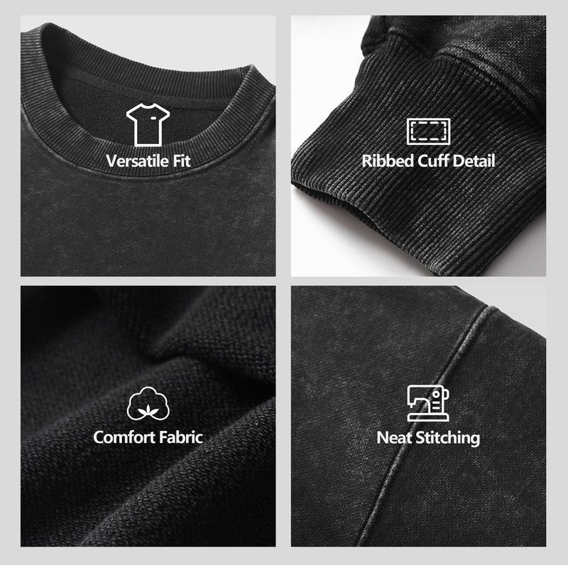 Vintage - inspired Washed Hoodless Sweatshirt with Dead Space Motif Heavy - Duty Washed Sweatshirt with Dead Space Design