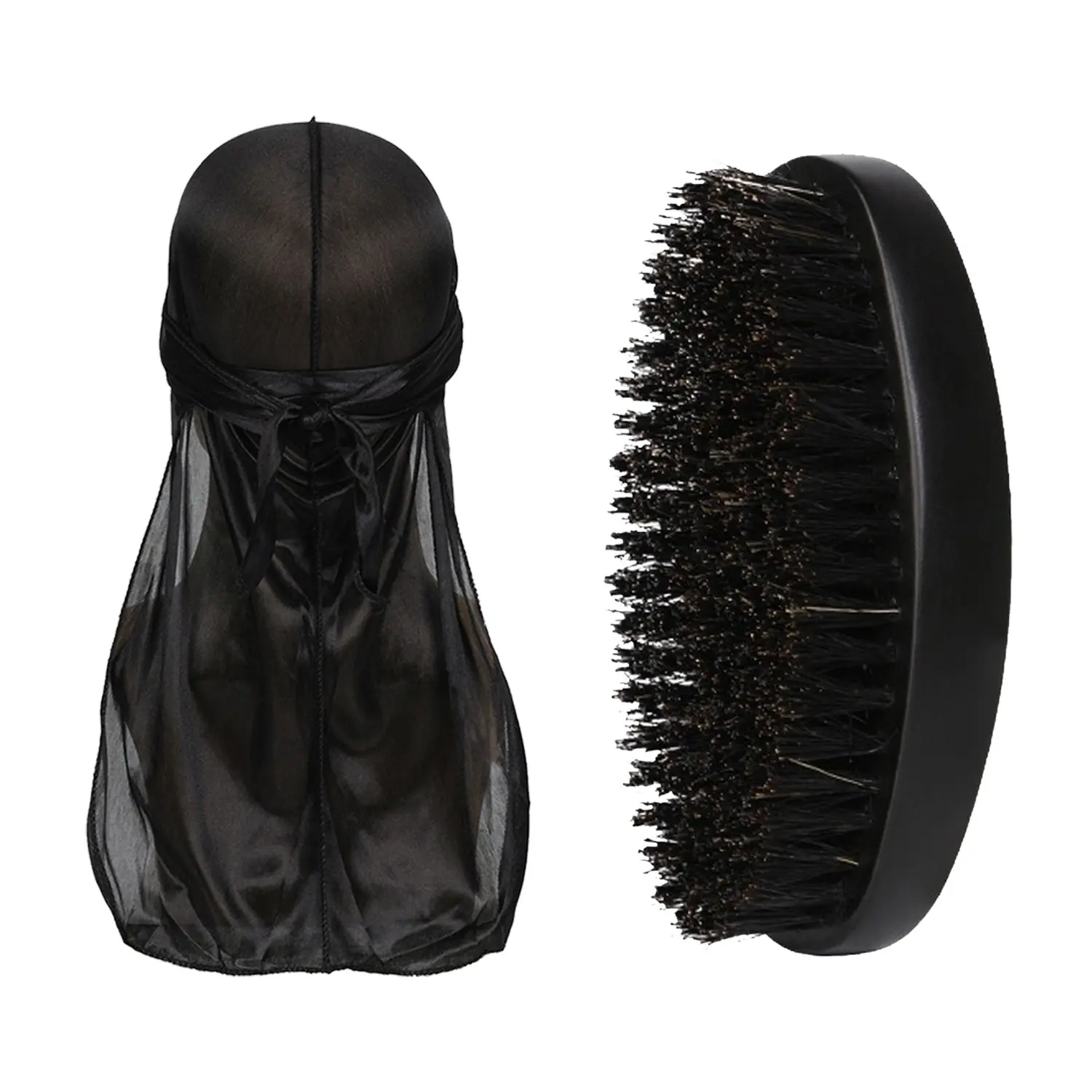 4C TWIST Wave Brush & Long Tail Durag Set for Men – Soft Bristle 360 Wave Brush with Breathable Long Tail Durag for Waves, 4C Natural Hair, Coarse Hair, Curly Hair & Daily Hair Styling