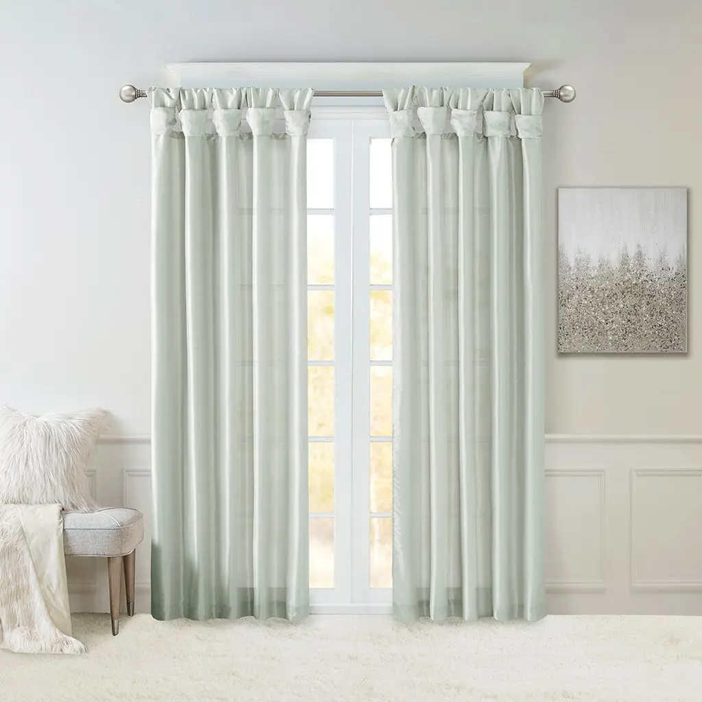 Nokaa Twist Tab Lined Window Curtain Panel Dusty Aqua 50x84 Inches Light Filtering Privacy Drape for Living Room Bedroom Kitchen Window Treatment Single Panel, Home Decor