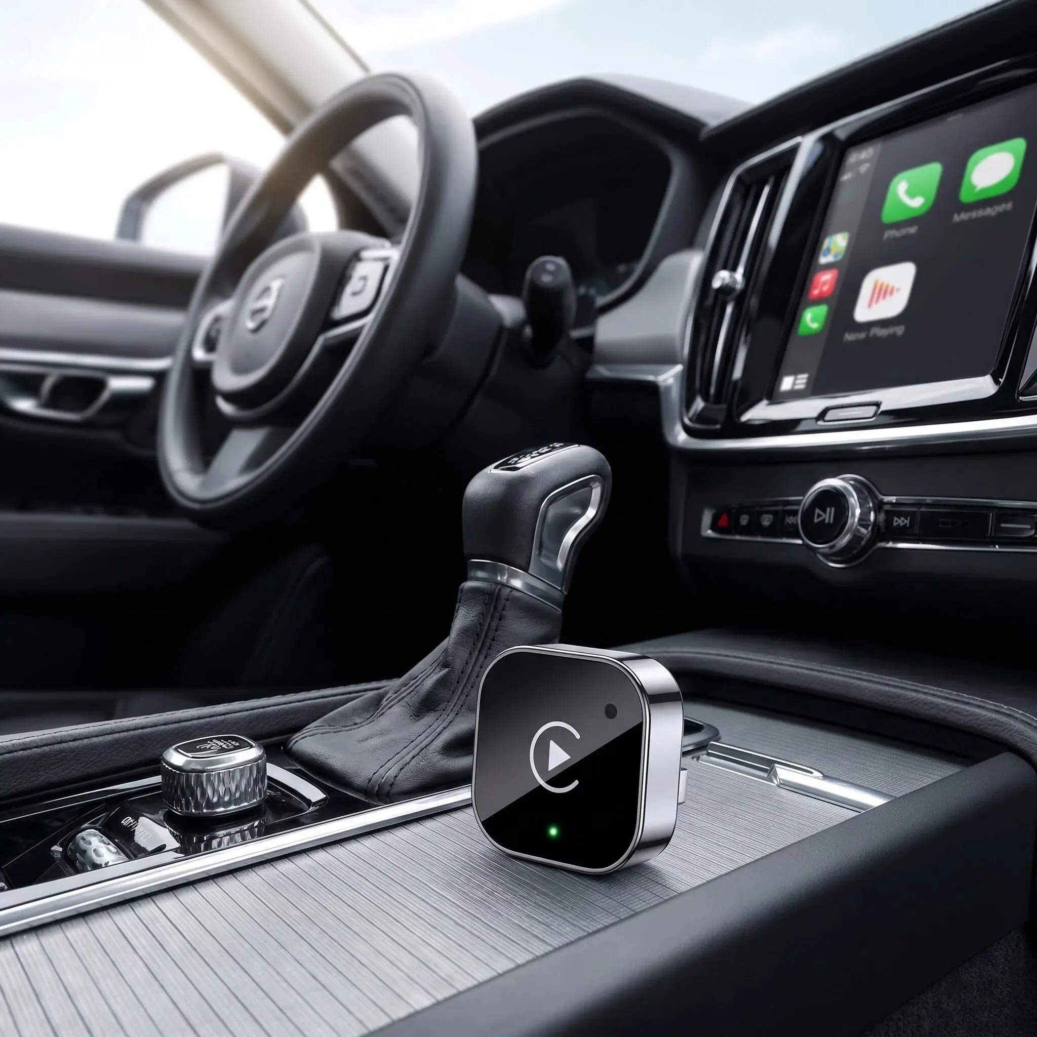 Wireless CarPlay Adapter - 4-in-1 Mirroring Function, USB-Type-C Dual Ports, Aluminum Alloy Build, Auto-Reconnect, Wi-Fi Conversion, Bluetooth, for CarPlay-Supporting Cars, Android 11.0 or Higher, Plug-and-Play Wired-to-Wireless Upgrade, Factory Carplay