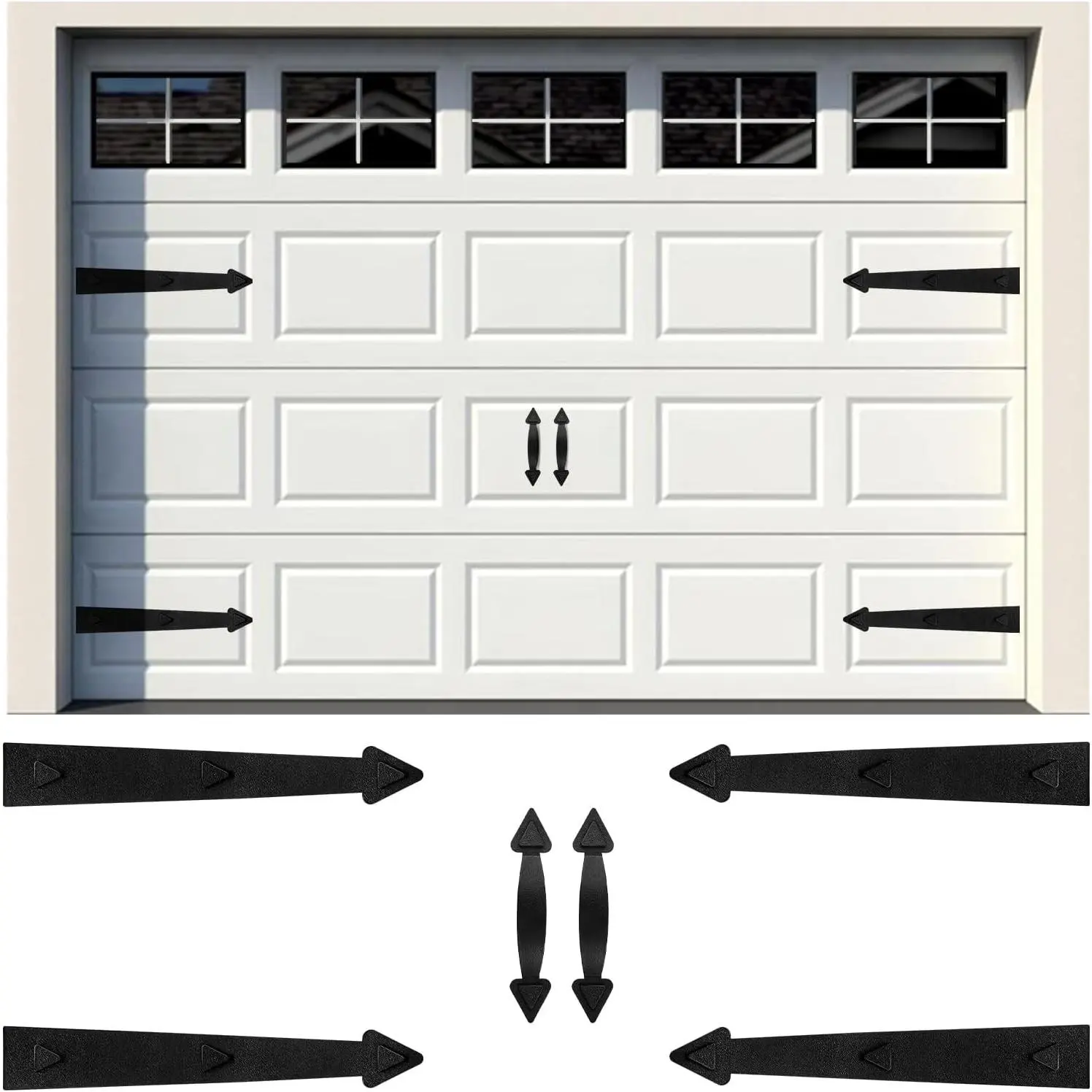 Magnetic Garage Door Decorative Hardware Set, 4 Hinges + 2 Handles for Iron Doors, Classics StyleGift