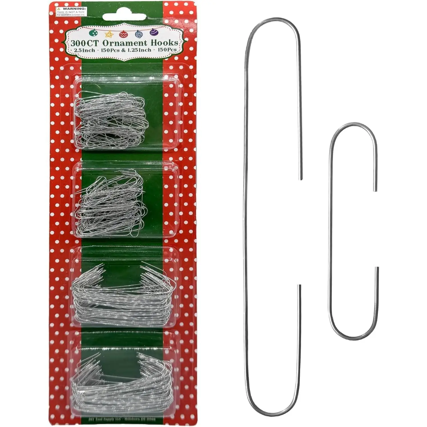 Traditional Durable Ornament Hooks, Pack of 300, Home Supplies Organizer Hooks for Holiday Decor