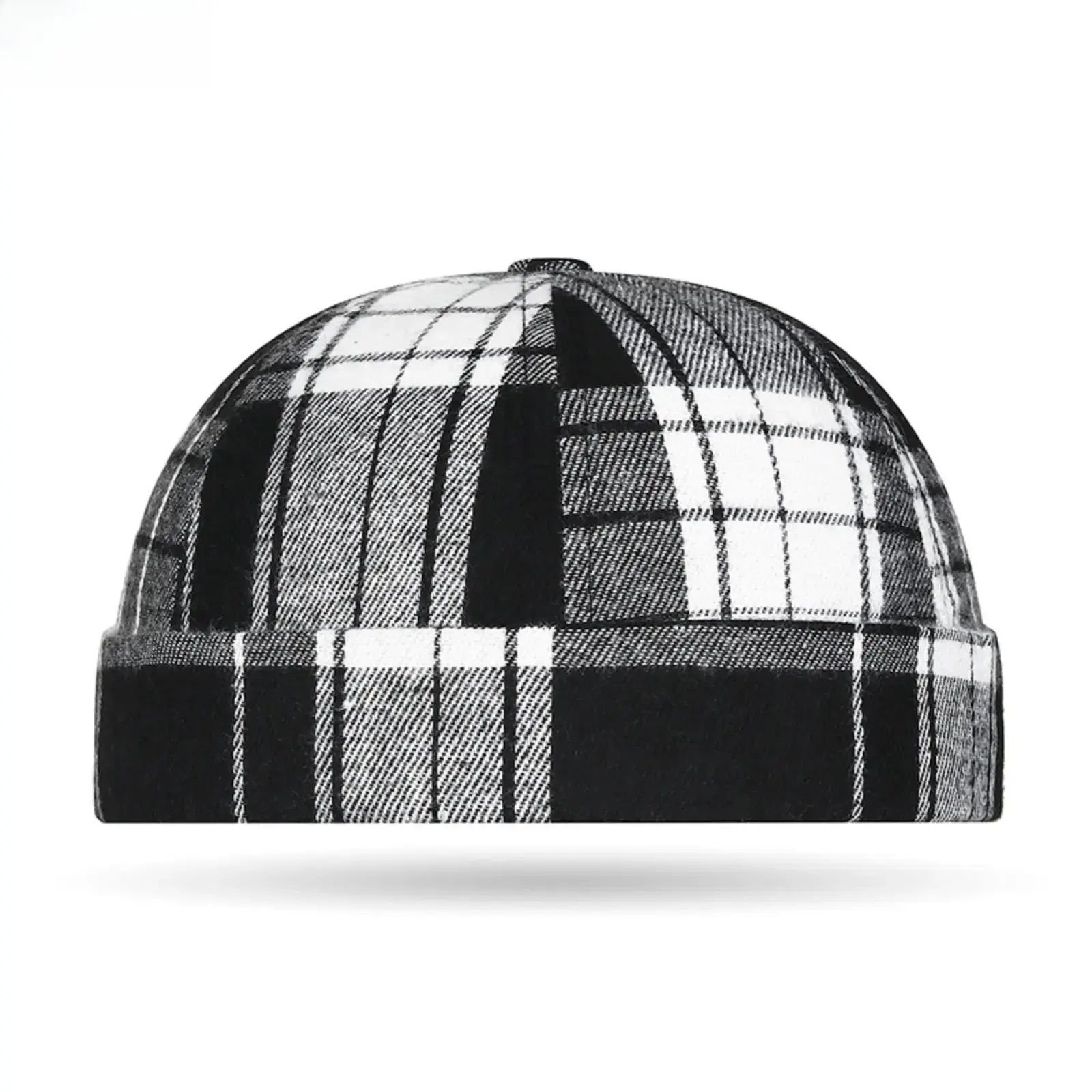 2026 New Plaid Skull Cap for Men Women, Retro Brimless Dome Hat, Adjustable Distressed Streetwear Cap, Unisex Vintage Checkerboard Style Headwear for Sports, Outdoor, Back to School