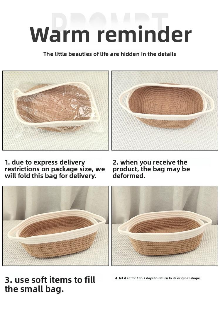 Cotton Rope Woven Storage Basket, Oval Organizer with Handle for Snacks & Toys, Portable Household Storage Bin for Living Room & Bedroom, Multifunctional Braided Storage Basket