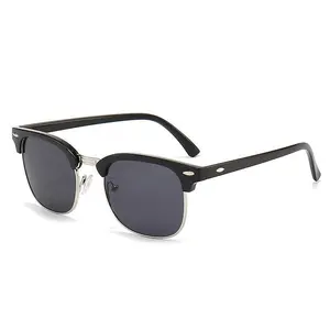 Vintage Retro Rivet Half-Frame Sunglasses for Women, Men's Sunglasses, Trendy Color Mirror Reflective Aviator Shades for Outdoor Activities, Summer Use