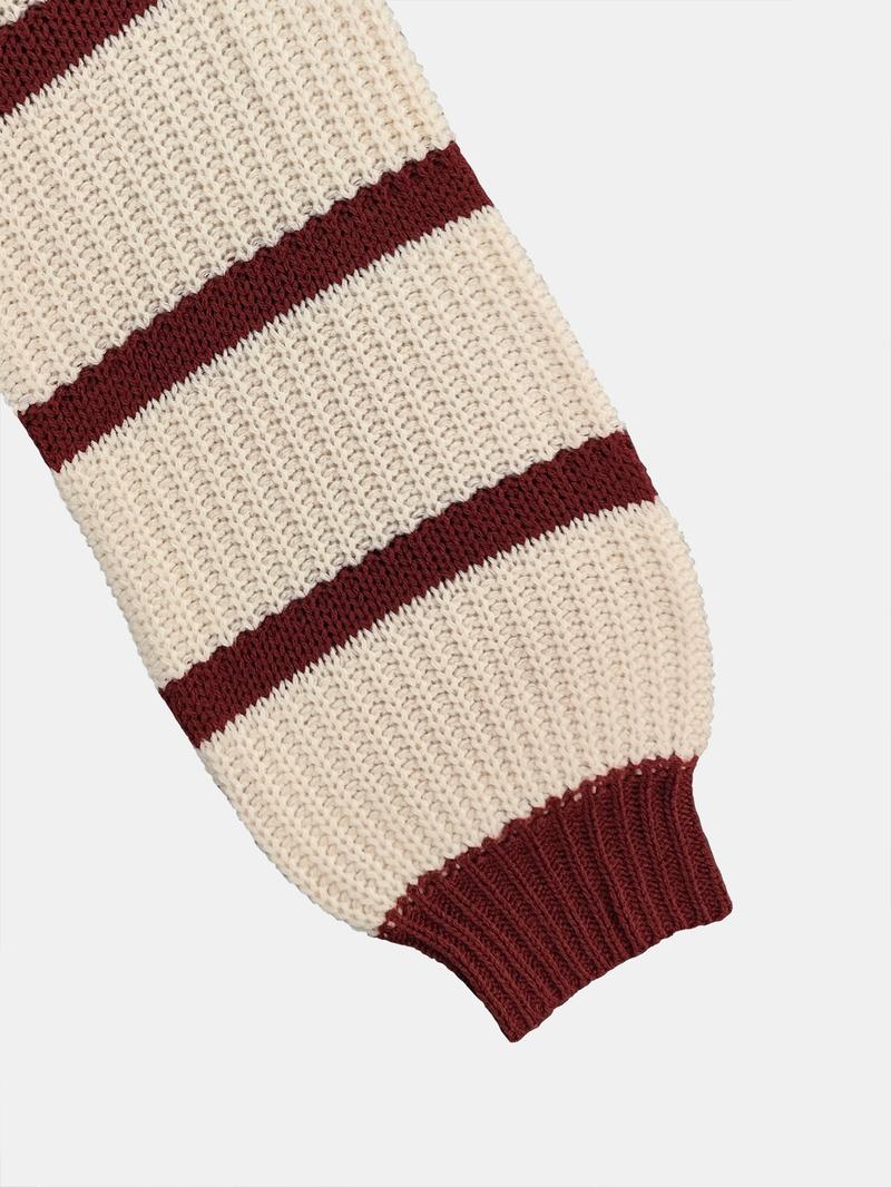 Women's Asymmetrical Neckline Colorblock Striped Lantern Sleeve Sweater, Casual Loose-Fit Knitted Pullover Knitwear for Fall & Winter